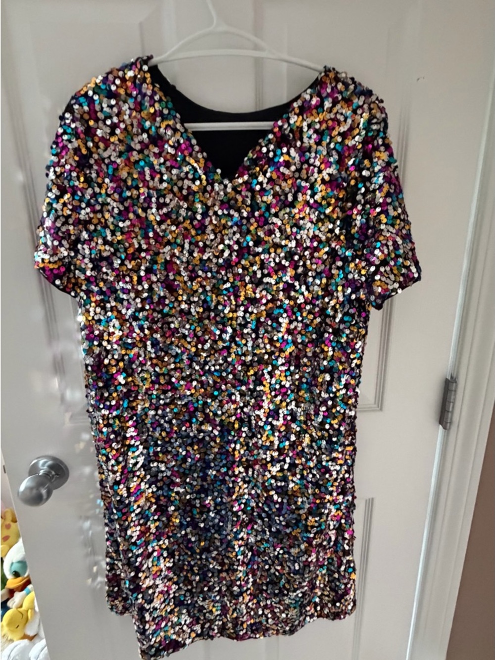 Multicolor Sequin V-Neck Party Dress